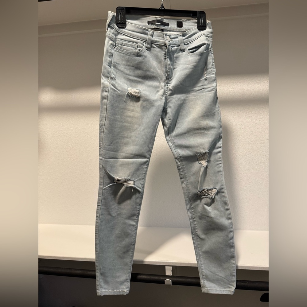 SP Black Label Light Blue Skinny Jeans with Distressed Details